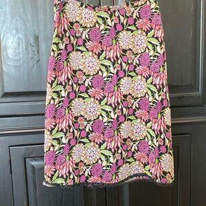 Night Flowers Silk Beaded Hem Skirt